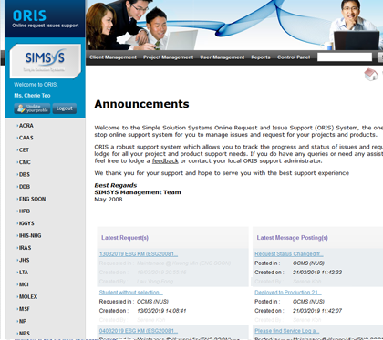 Screenshot of ORIS Project